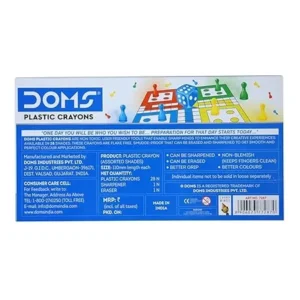 Doms Non-Toxic 28 Shades Super Smooth Plastic Crayons | Erasable & Sharpenable | 1 Eraser & 1 Sharpener Included | Pack of 1