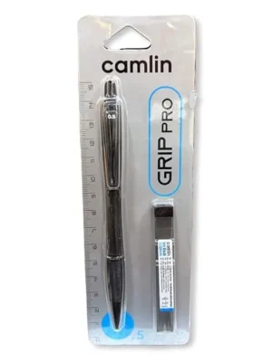 Click to see full view Camlin Grip Pro Mechanical Pencil, 0.5mm Lead Size, with 5 Extra Leads, Black, pack of 3