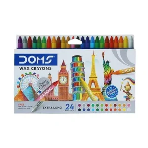 DOMS Non-Toxic Extra Long Wax Crayon Set in Cardboard Box (24 Assorted Shades x 4 Set) (DM3450P4)