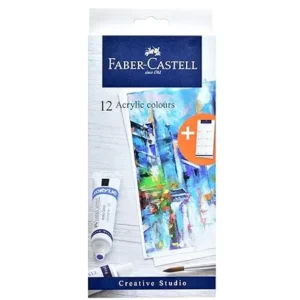 Faber-Castell Acrylic Paint Set – Pack of 12 x 9ml Tubes | Acrylic Colours for Painting, Craft & School Projects | Non-Toxic Art Paint Set for Beginners & Students